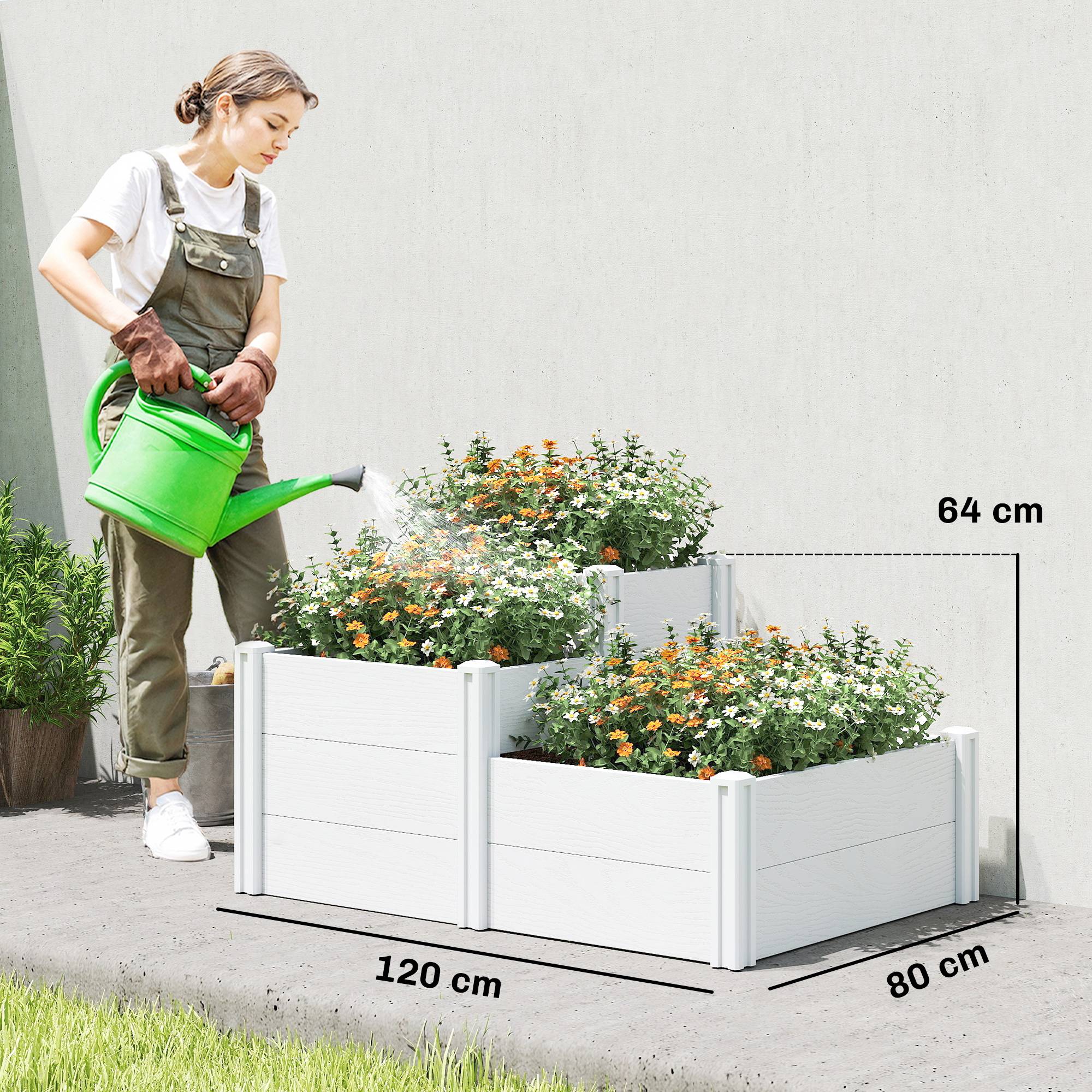 Potager surélevé 3 niveaux empilable, sans fond, modulaire, plastique - Image 5