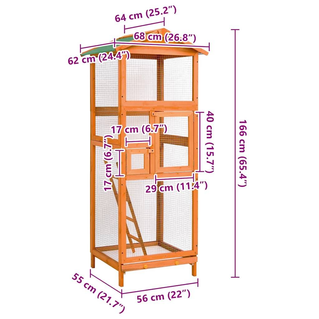 Volière extérieure en bois de sapin 166 cm avec toit étanche pour oiseaux – ComfortXL Outdoor Living - Image 8