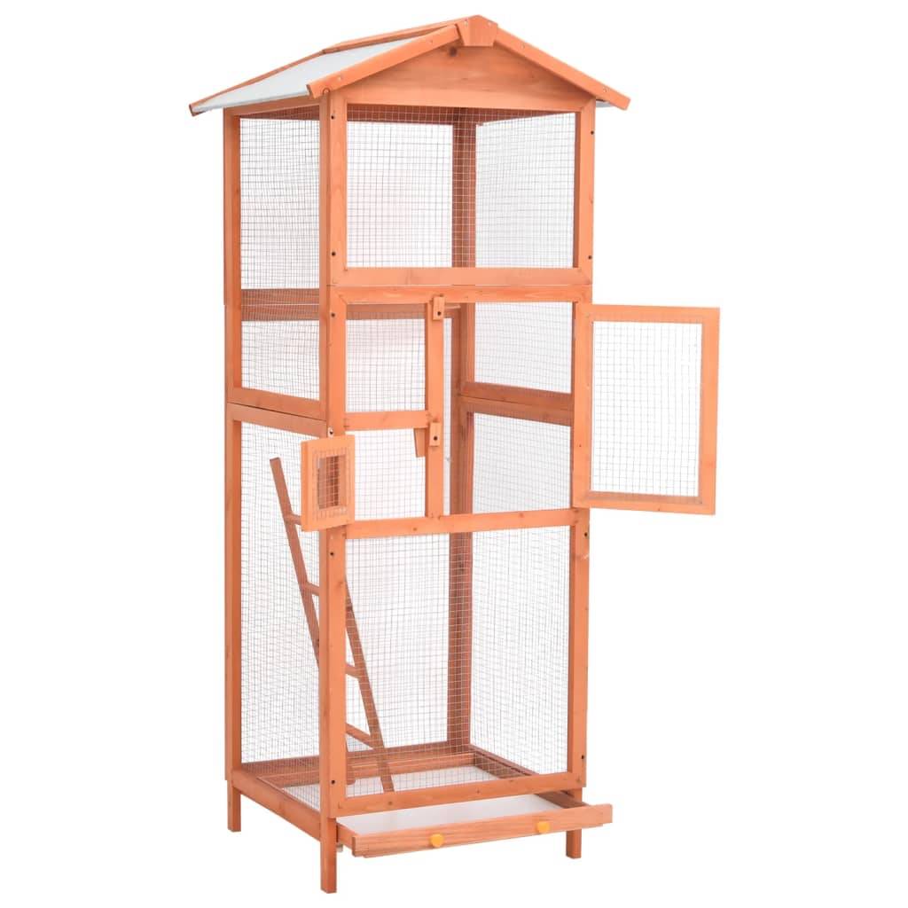 Volière extérieure en bois de sapin 166 cm avec toit étanche pour oiseaux – ComfortXL Outdoor Living - Image 2