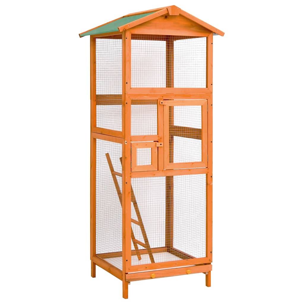 Volière extérieure en bois de sapin 166 cm avec toit étanche pour oiseaux – ComfortXL Outdoor Living - Image 1
