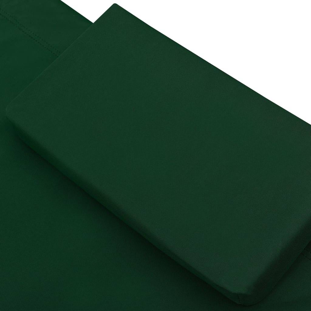 Bain de soleil - Transat - Chaise longue avec auvent et oreiller vert - MEUBLE PRO - Image 5