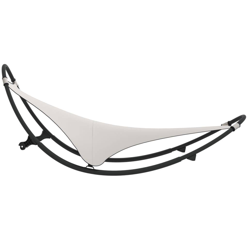 Helloshop26 - Transat design chaise longue bain de soleil lit de jardin terrasse meuble d'extérieur à bascule avec roues acier et textilène crème - Image 3