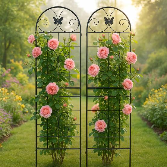 Treillis Jardin Métal Acier Support Plantes Grimpantes 50x180cm Noir - ComfortXL Outdoor Living - Image 1