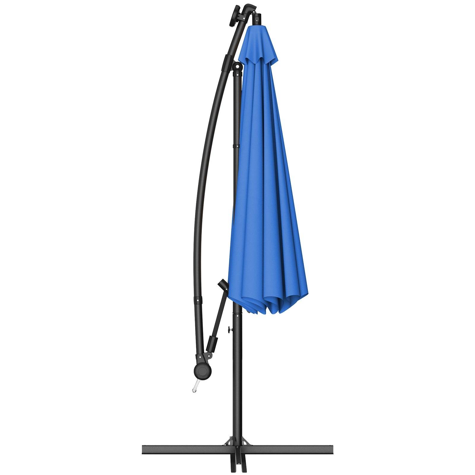 Helloshop26 - Parasol 3 m déporté excentré avec 24 led lampe solaire fait en polyester imperméable hauteur 245 cm 8 baleines en fer bleu - Image 3