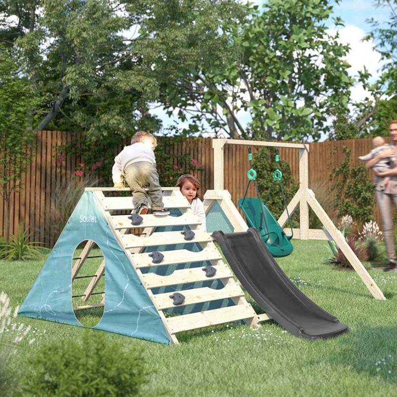 Soulet - Aire de jeux en bois premier âge avec balançoire bébé évolutive OLYMPE - Image 3