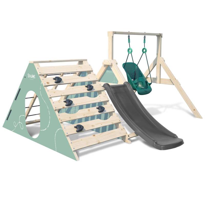 Soulet - Aire de jeux en bois premier âge avec balançoire bébé évolutive OLYMPE