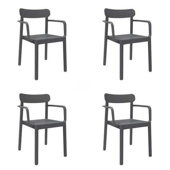 Set 4 fauteuils intérieur, extérieur gris foncé ELBA garbar - Image 1