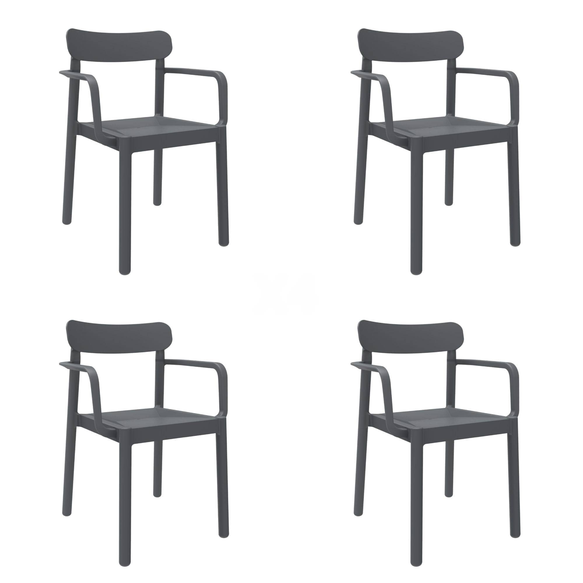 Set 4 fauteuils intérieur, extérieur gris foncé ELBA garbar - Image 1