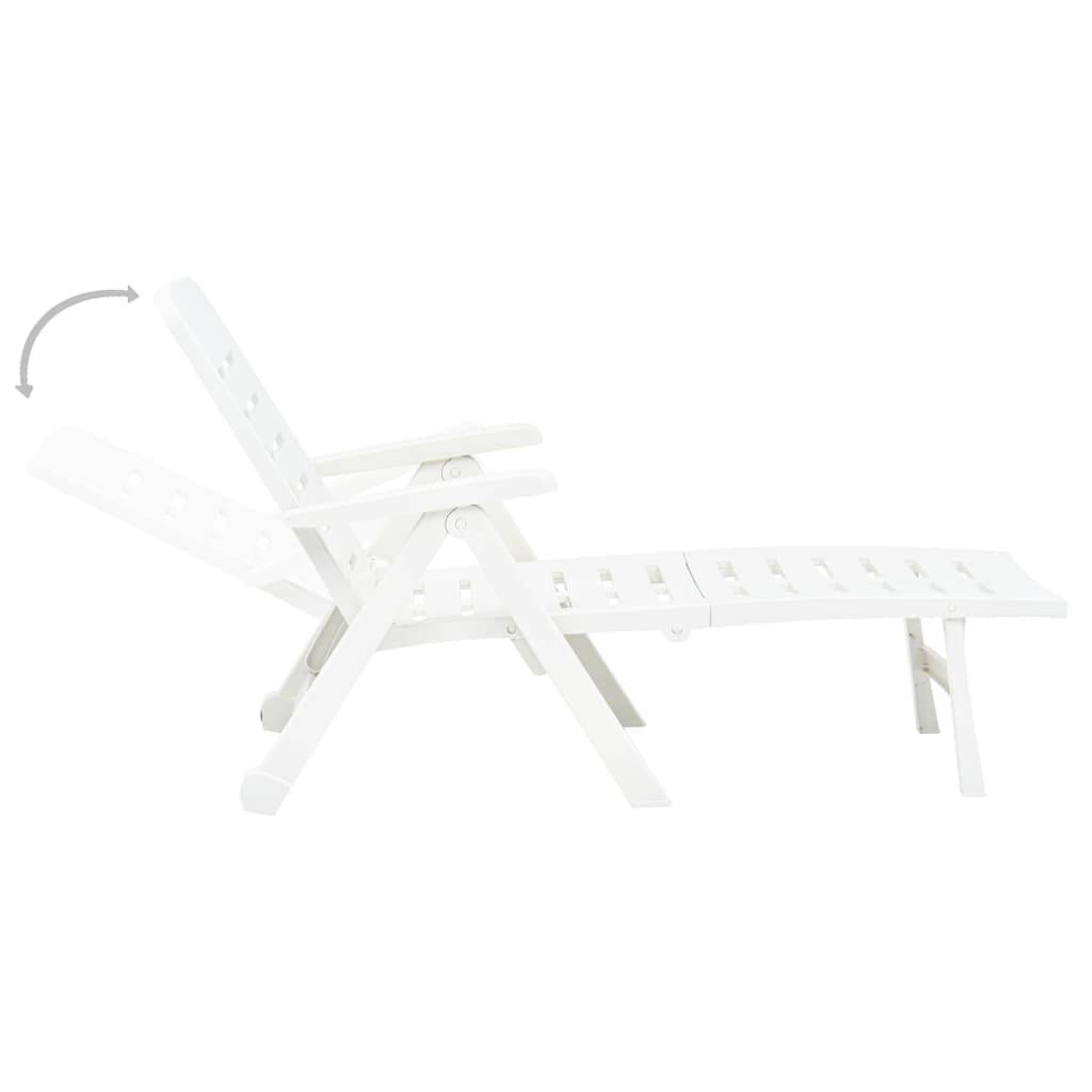 Bain de soleil pliable - Transat - Chaise longue Plastique Blanc - MEUBLE PRO - Image 4