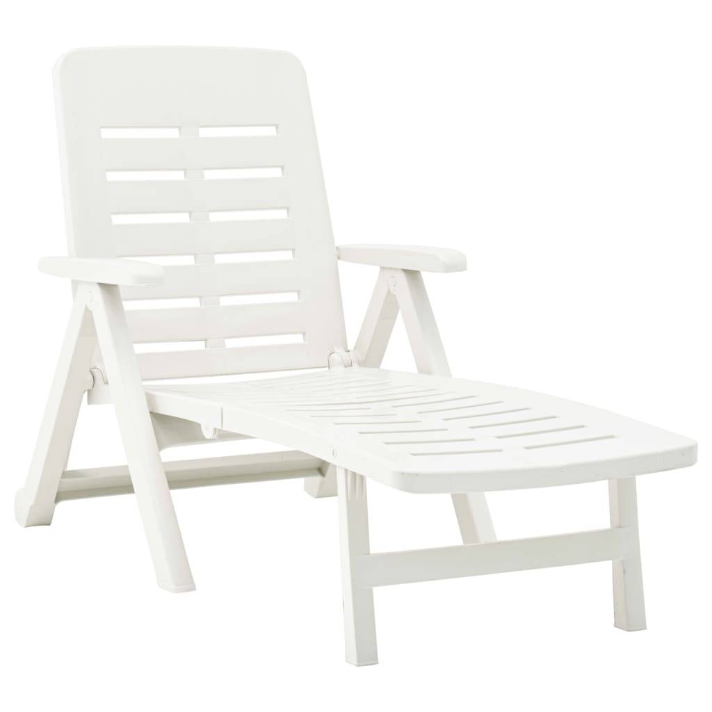 Bain de soleil pliable - Transat - Chaise longue Plastique Blanc - MEUBLE PRO - Image 2