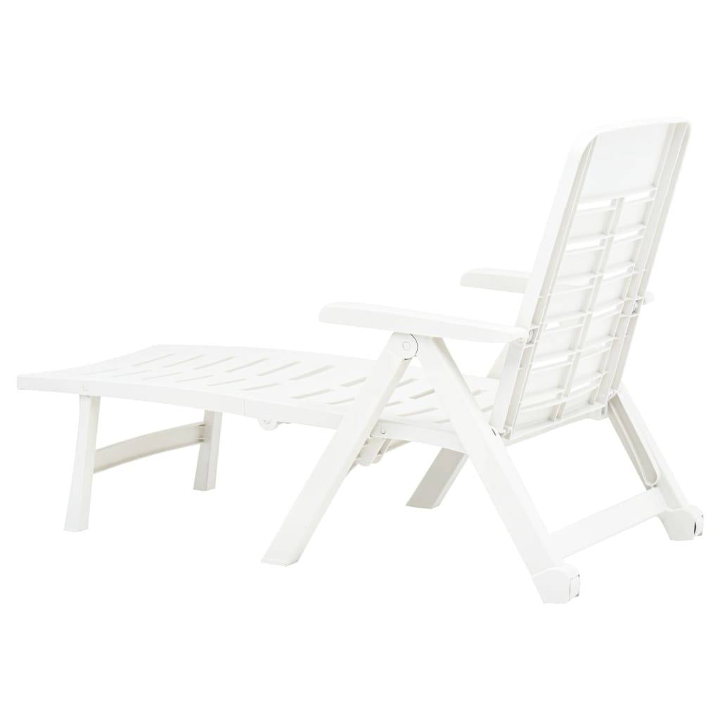 Bain de soleil pliable - Transat - Chaise longue Plastique Blanc - MEUBLE PRO - Image 6