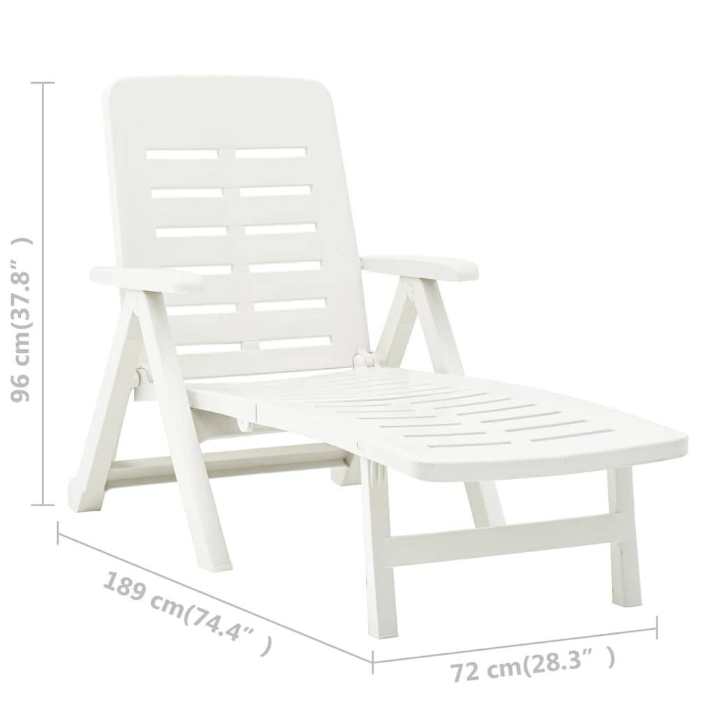 Bain de soleil pliable - Transat - Chaise longue Plastique Blanc - MEUBLE PRO - Image 9