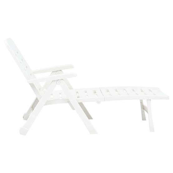 Bain de soleil pliable - Transat - Chaise longue Plastique Blanc - MEUBLE PRO - Image 5