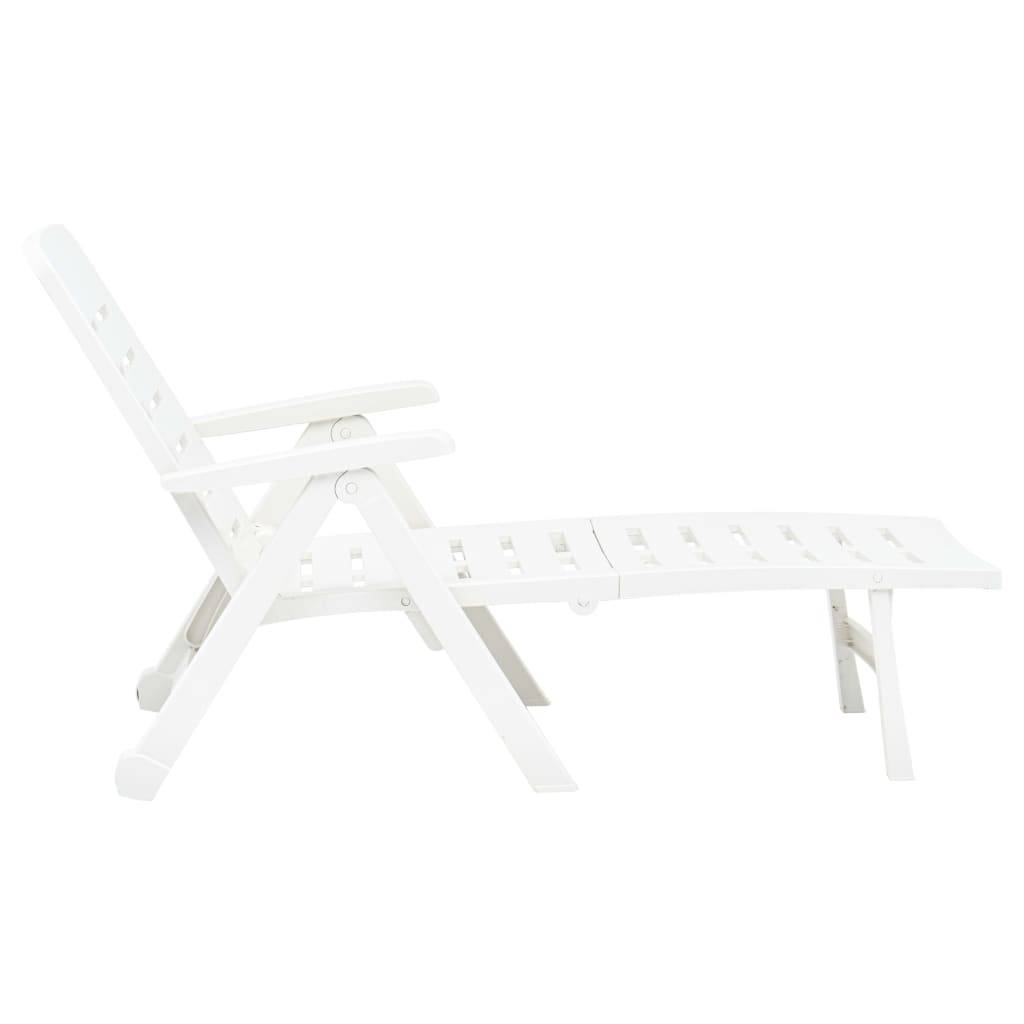 Bain de soleil pliable - Transat - Chaise longue Plastique Blanc - MEUBLE PRO - Image 5