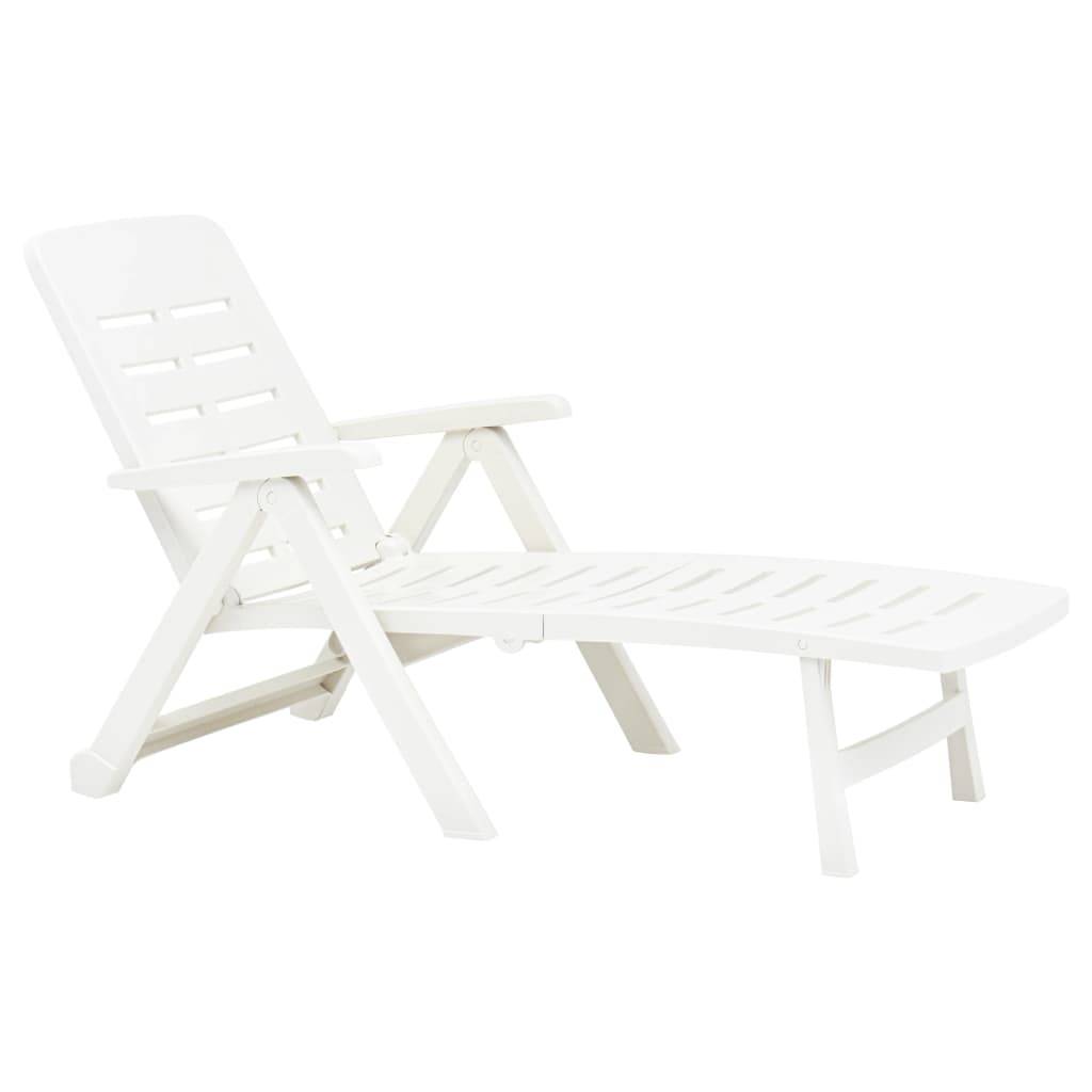 Bain de soleil pliable - Transat - Chaise longue Plastique Blanc - MEUBLE PRO - Image 3