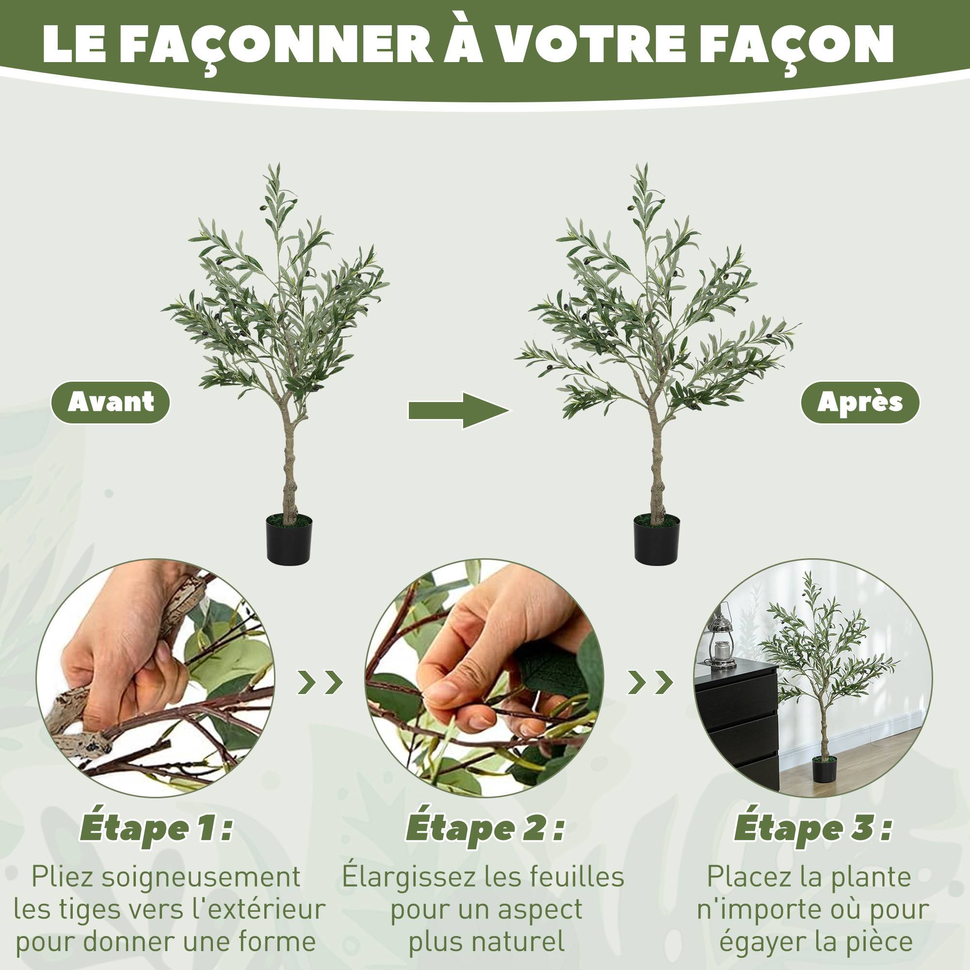 Olivier artificiel 120 cm plante artificielle intérieur, fausse plante décoration pour maison, bureau, salon, chambre - Image 8