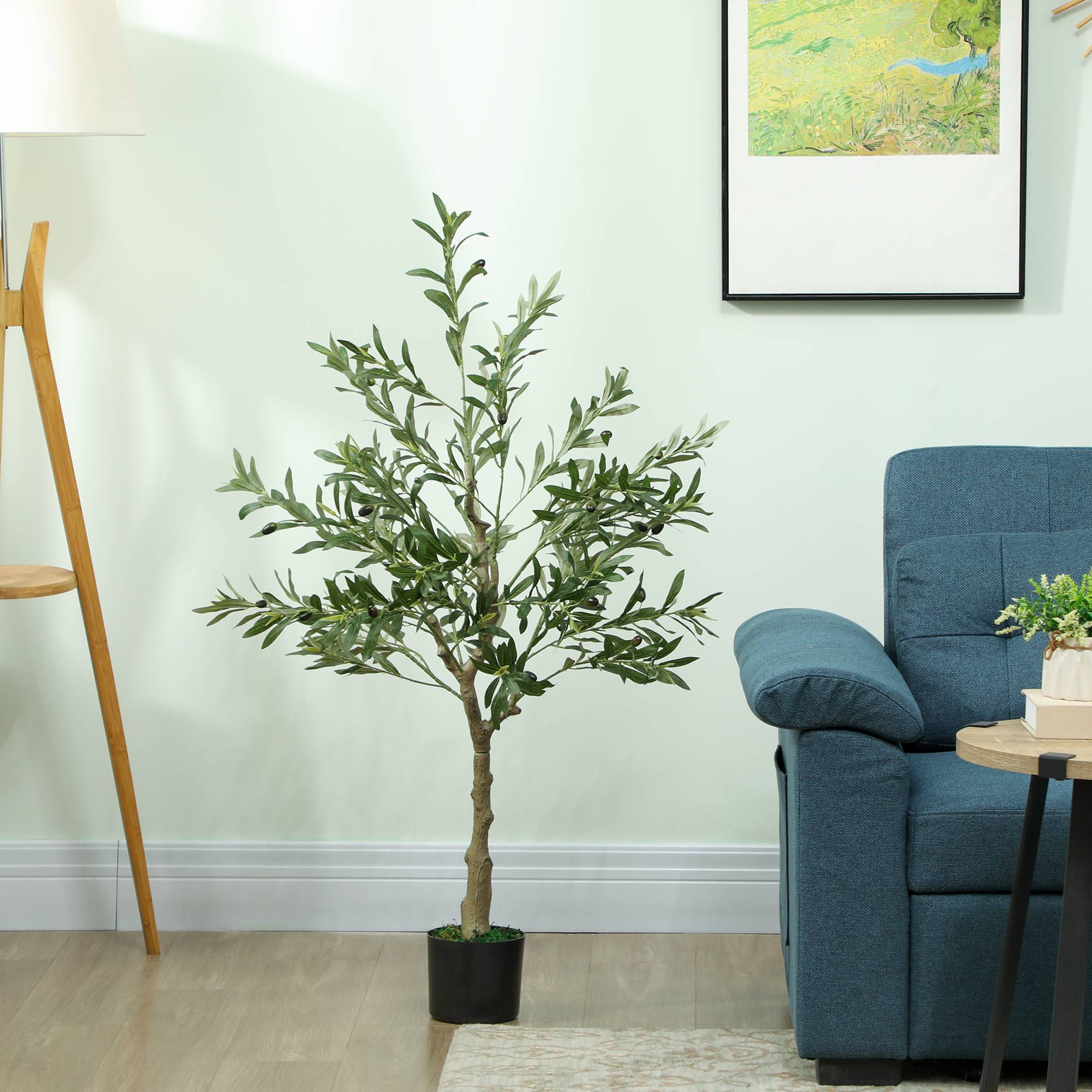 Olivier artificiel 120 cm plante artificielle intérieur, fausse plante décoration pour maison, bureau, salon, chambre - Image 3