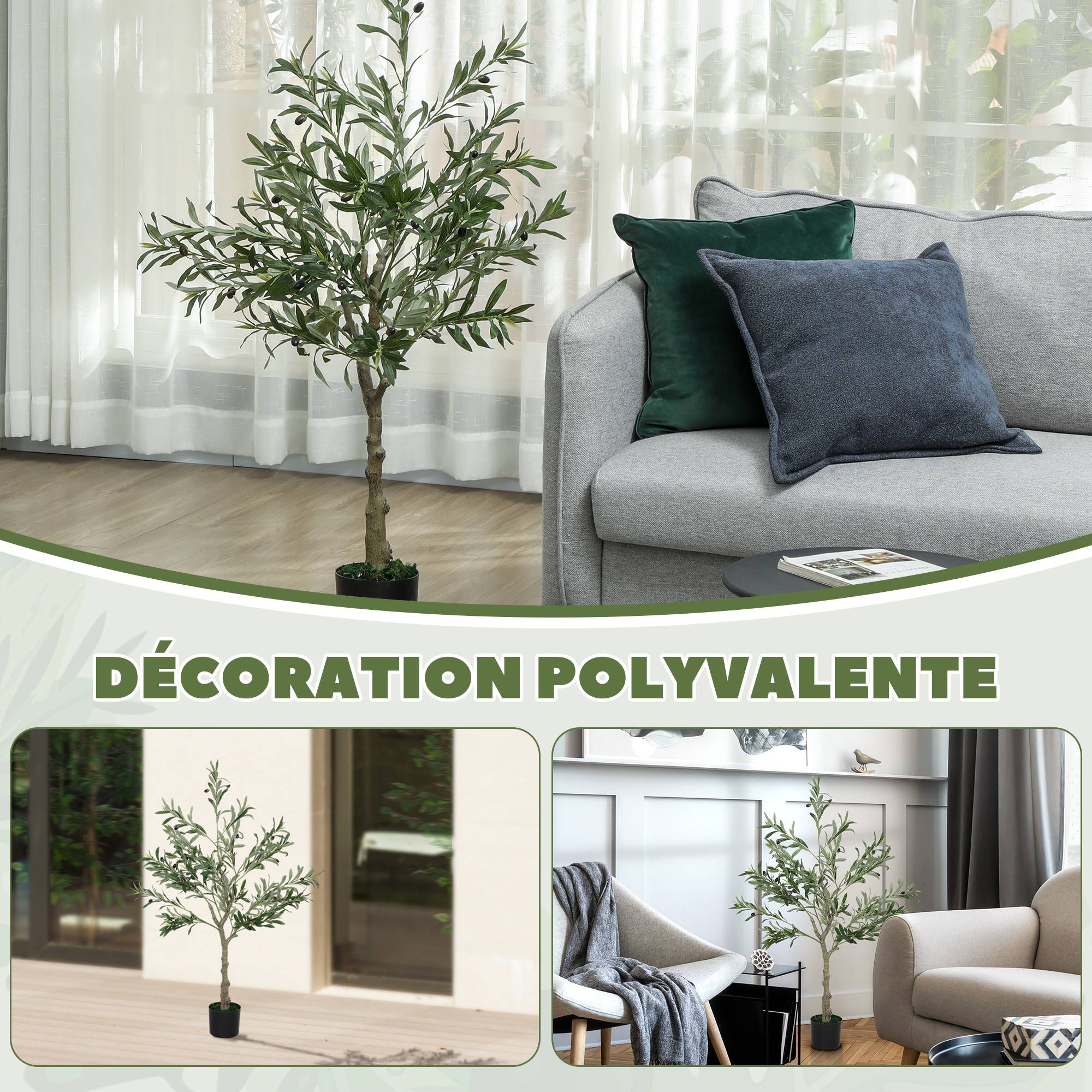 Olivier artificiel 120 cm plante artificielle intérieur, fausse plante décoration pour maison, bureau, salon, chambre - Image 10