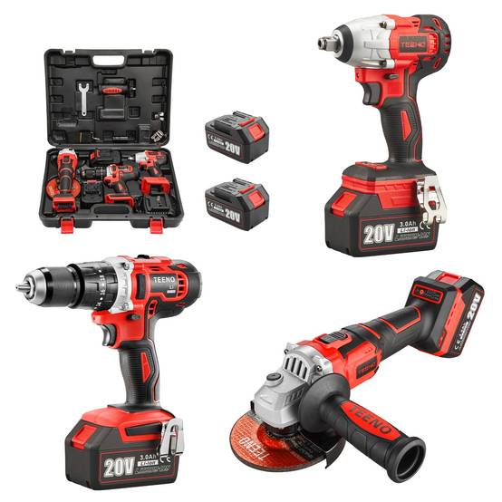 Clé à chocs Brushless+ Perceuse a Percussion+Meuleuse D'angle Brushless 3 outils 20V 2xBatteries 3Ah - Image 1