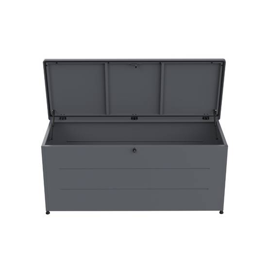 Couleurs du monde - Grand coffre extérieur 800L gris – rangement métal robuste pour un jardin organisé - Image 2