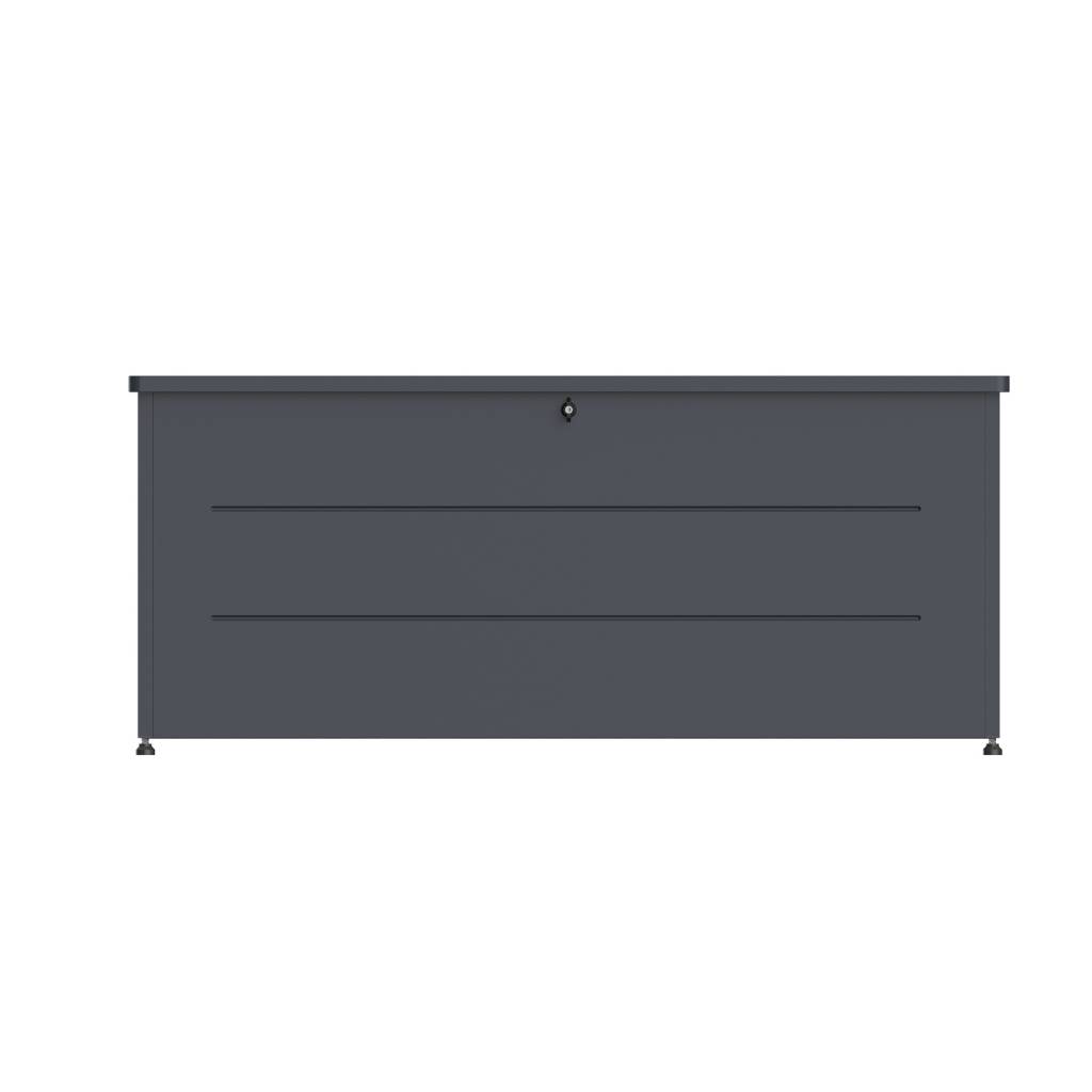 Couleurs du monde - Grand coffre extérieur 800L gris – rangement métal robuste pour un jardin organisé - Image 6