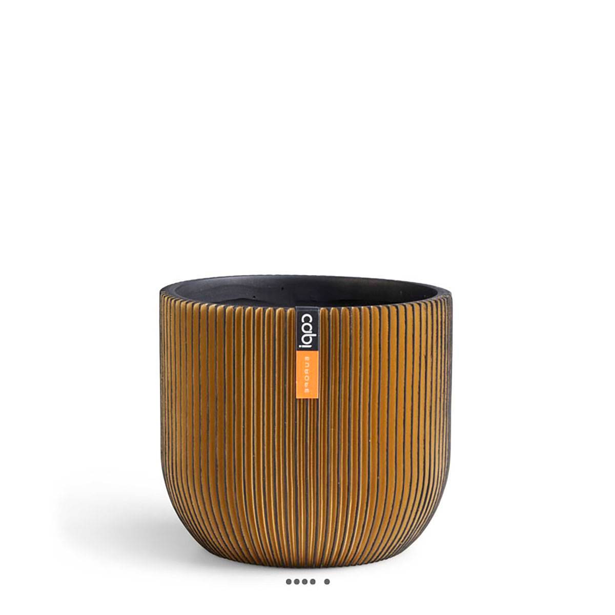 Artificielles - Superbe pot Groove eggpot doré fibres synthétiques H 21 x D 23 cm - dimhaut: H 21 cm - couleur: Doré - Image 1