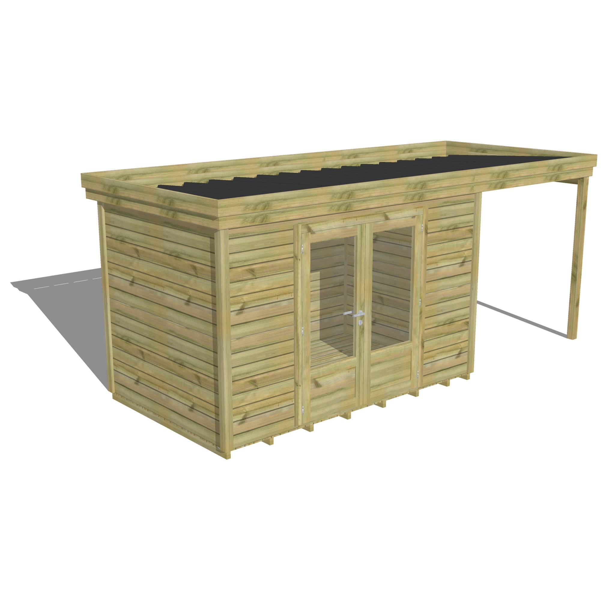 Abri Français - ABRI DE JARDIN bois autoclave 27mm - 5,44x2,14m / 12m2 - Bac acier - Plancher bois - Image 1