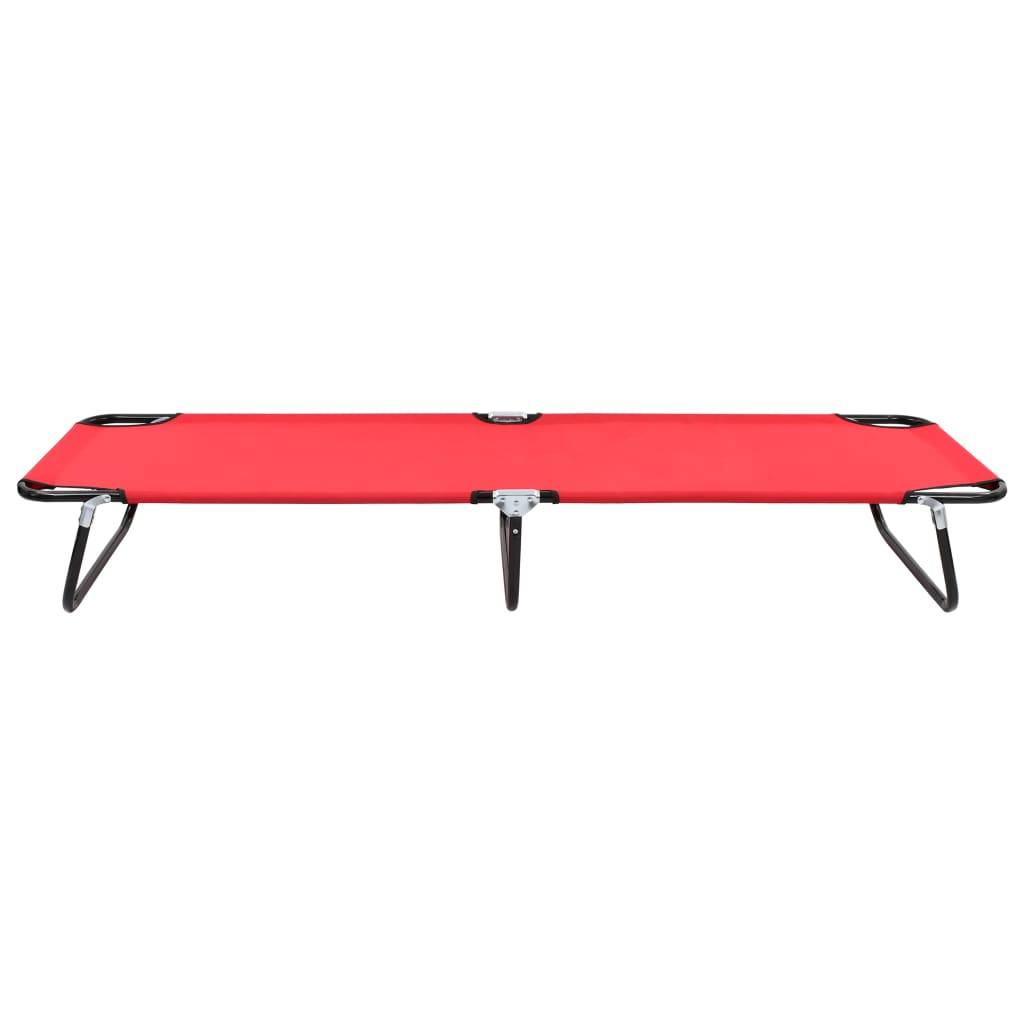Helloshop26 - Lit de camping pliable terrasse meuble d'extérieur 190 cm pliable rouge acier - Image 2