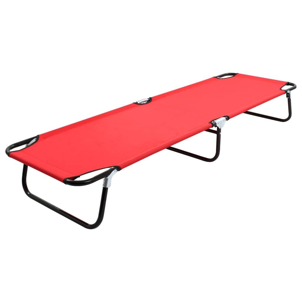 Helloshop26 - Lit de camping pliable terrasse meuble d'extérieur 190 cm pliable rouge acier - Image 1