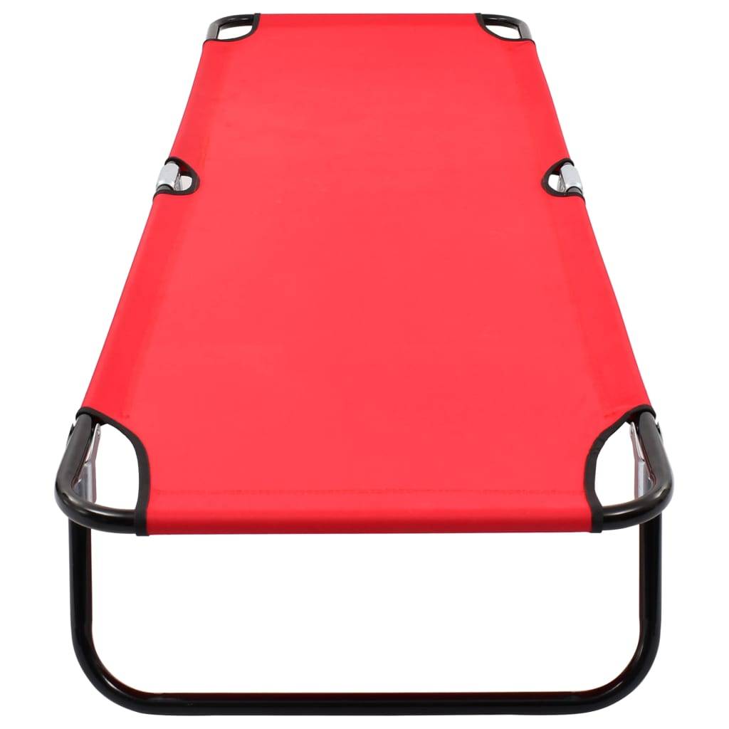 Helloshop26 - Lit de camping pliable terrasse meuble d'extérieur 190 cm pliable rouge acier - Image 5