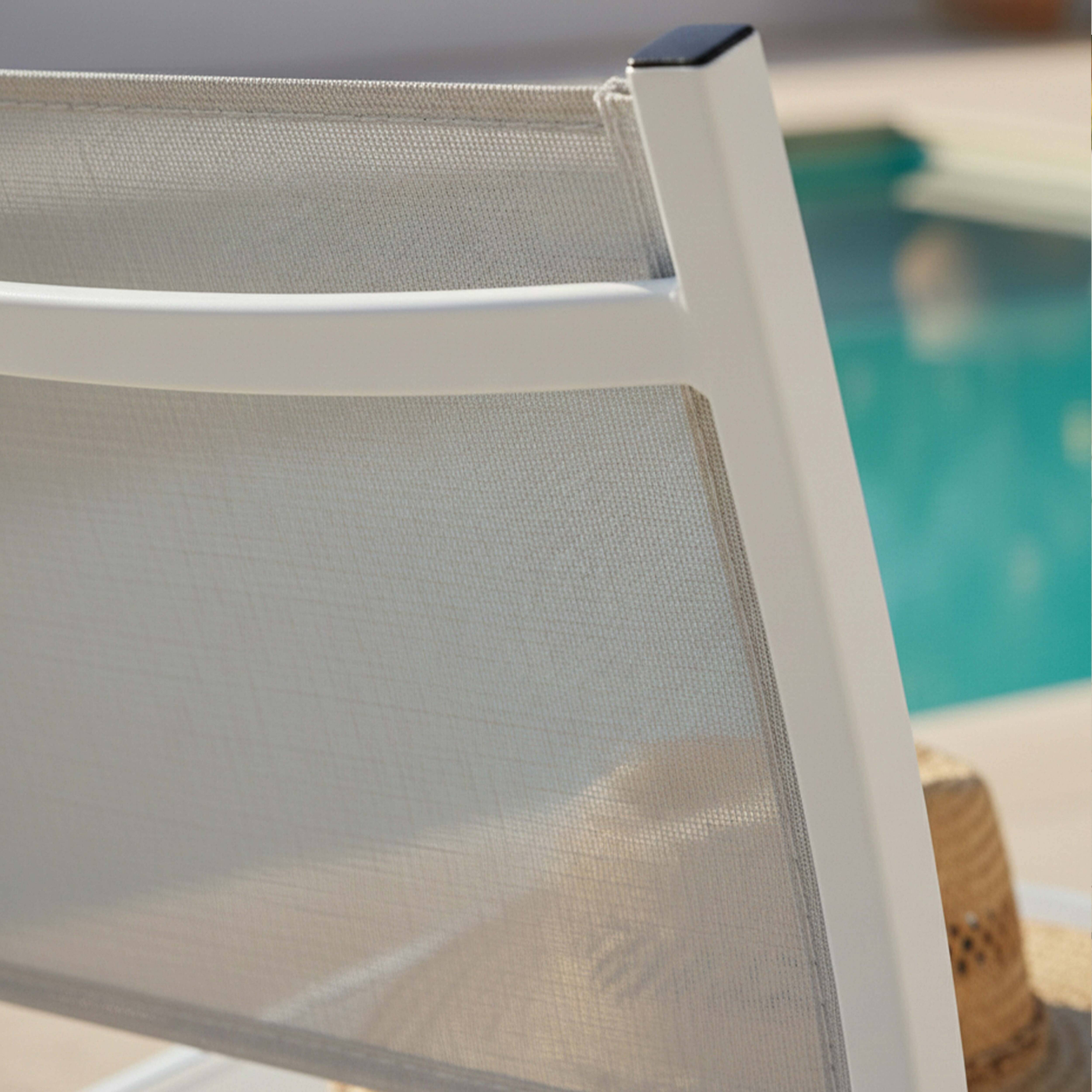 Oviala - Chaise de jardin aluminium et textilène blanc Nice - Oviala - Image 3