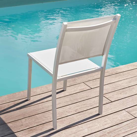 Oviala - Chaise de jardin aluminium et textilène blanc Nice - Oviala - Image 4