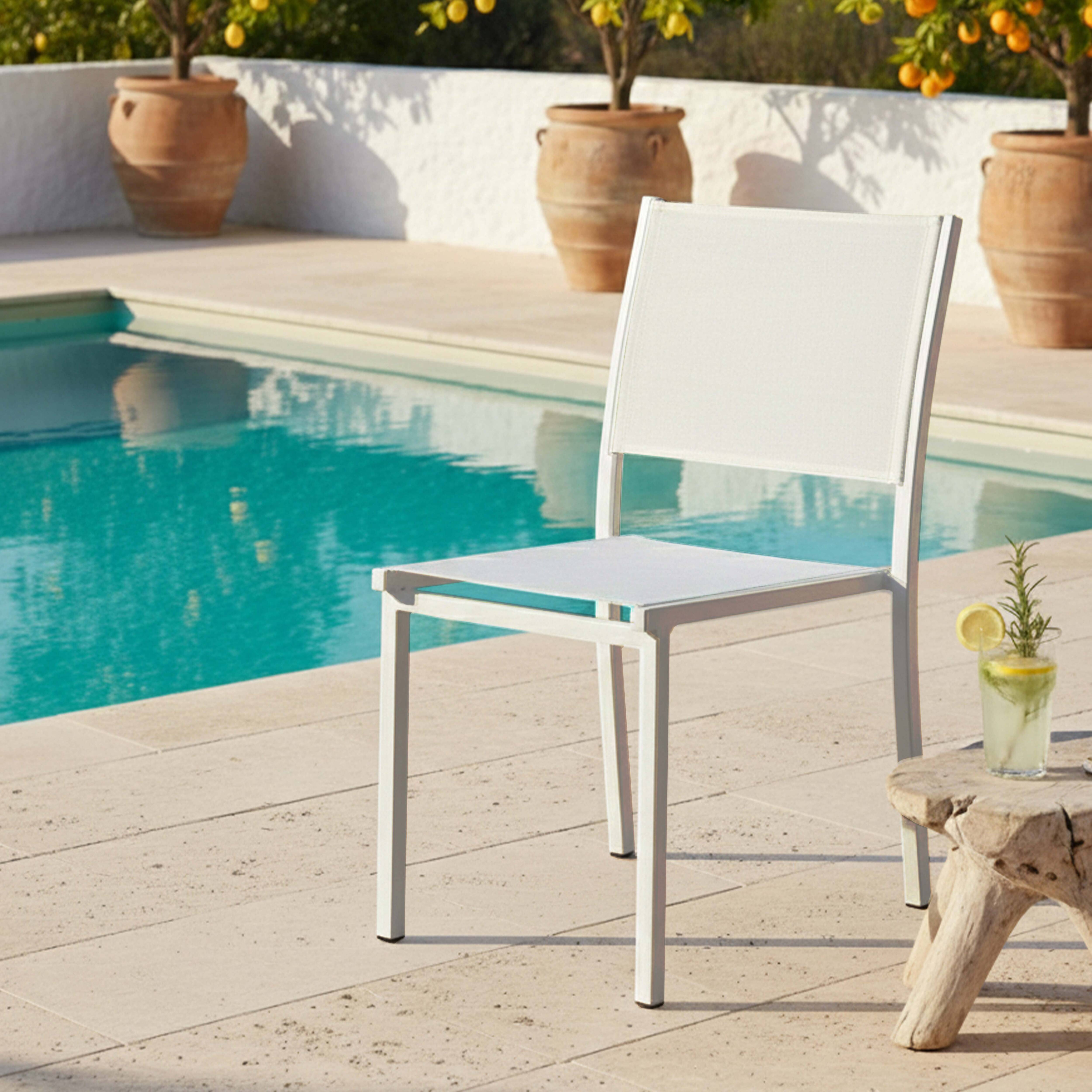 Oviala - Chaise de jardin aluminium et textilène blanc Nice - Oviala - Image 2
