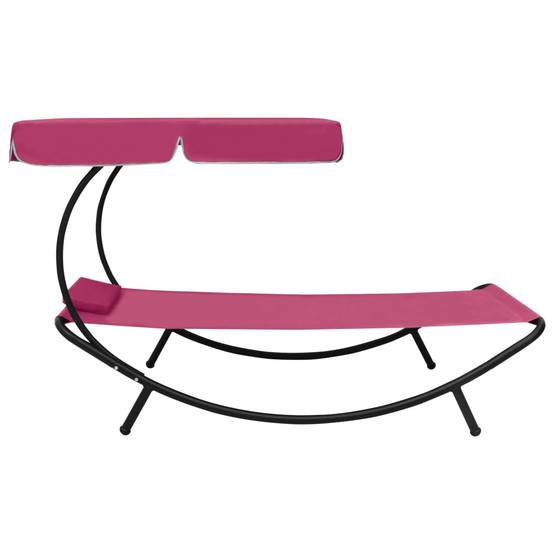 Maison Chic - Bain de soleil - Transat avec auvent et oreiller rose - Image 3