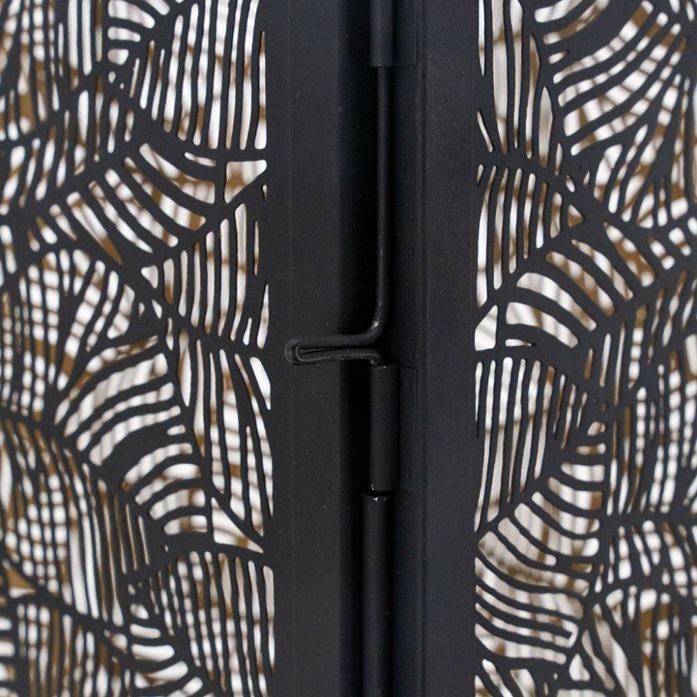 Aubry Gaspard - Lanternes en métal laqué noir carrée motif feuilles (Lot de 2) - Image 4