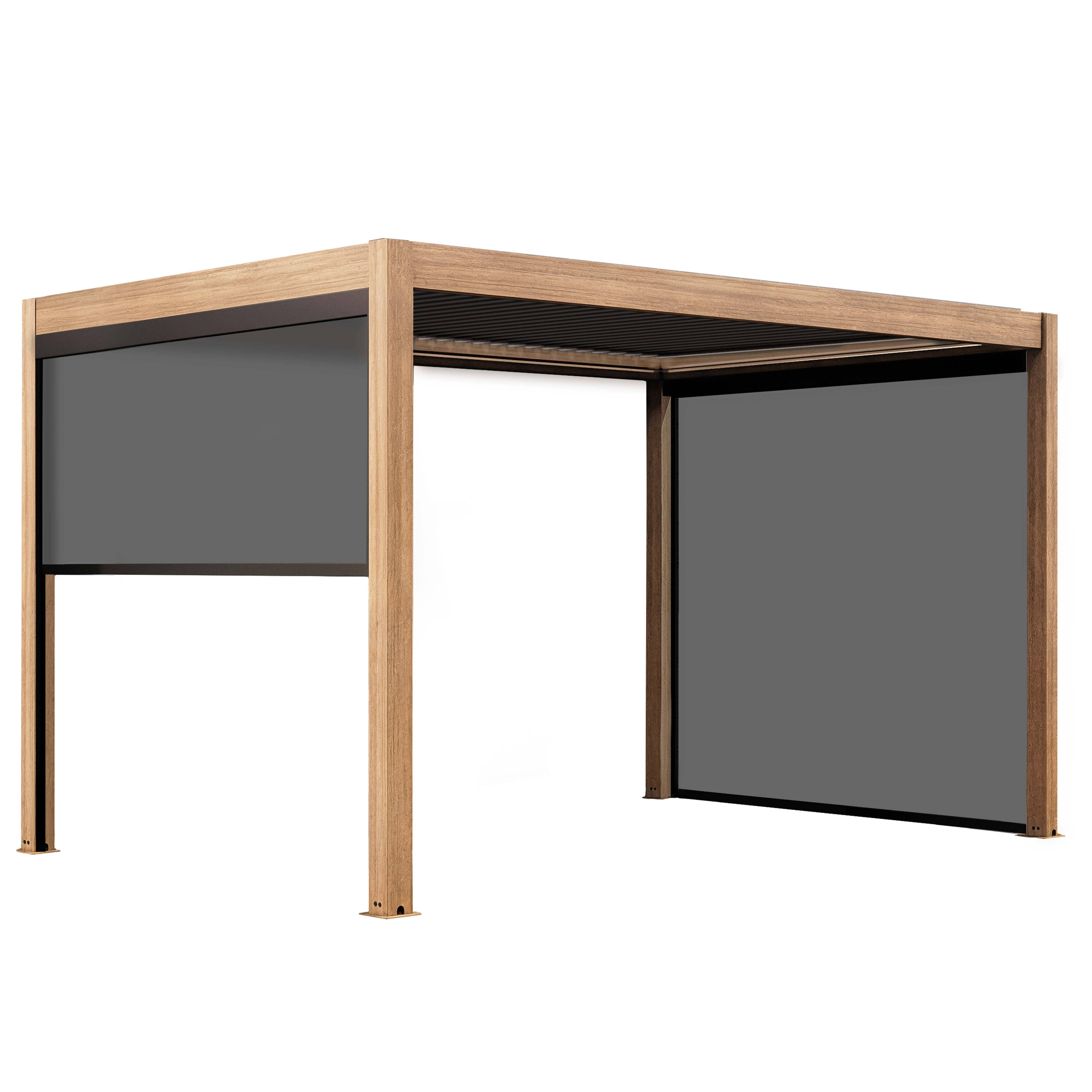 Oviala - Pergola bioclimatique autoportée motorisée éclairée 3x4m et 2 stores Kavala - Oviala - Image 2