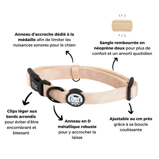 Collier réglable, rembourré et résistant - Beige Tropical – On se la Pet - Image 5
