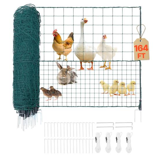 Vevor - VEVOR Clôture filet mobile 50 x 1,05 m, filet PE UV, 16 poteaux fibre de verre, piquets double pointe et haubans, idéal jardin, poules, chiens. - Image 1
