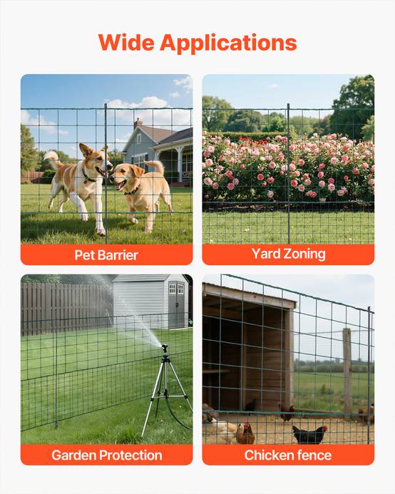 Vevor - VEVOR Clôture filet mobile 50 x 1,05 m, filet PE UV, 16 poteaux fibre de verre, piquets double pointe et haubans, idéal jardin, poules, chiens. - Image 5