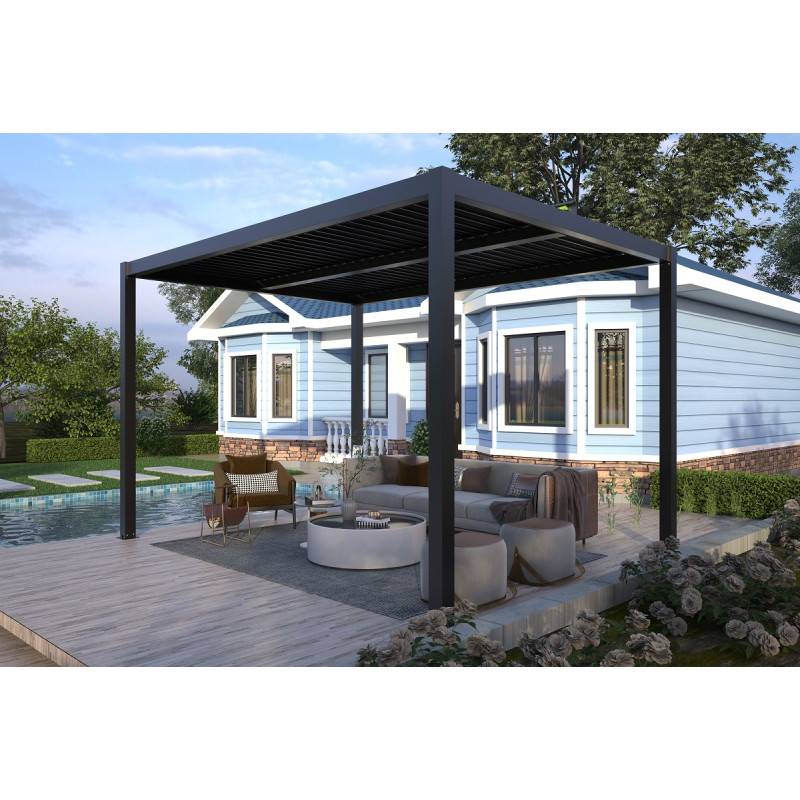 X-Metal - Pergola bioclimatique motorisée 3x3m aluminium anthracite avec télécommande X-Metal - Image 4