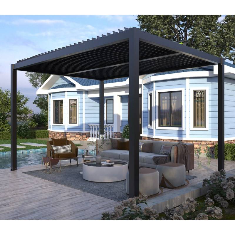 X-Metal - Pergola bioclimatique motorisée 3x3m aluminium anthracite avec télécommande X-Metal - Image 2