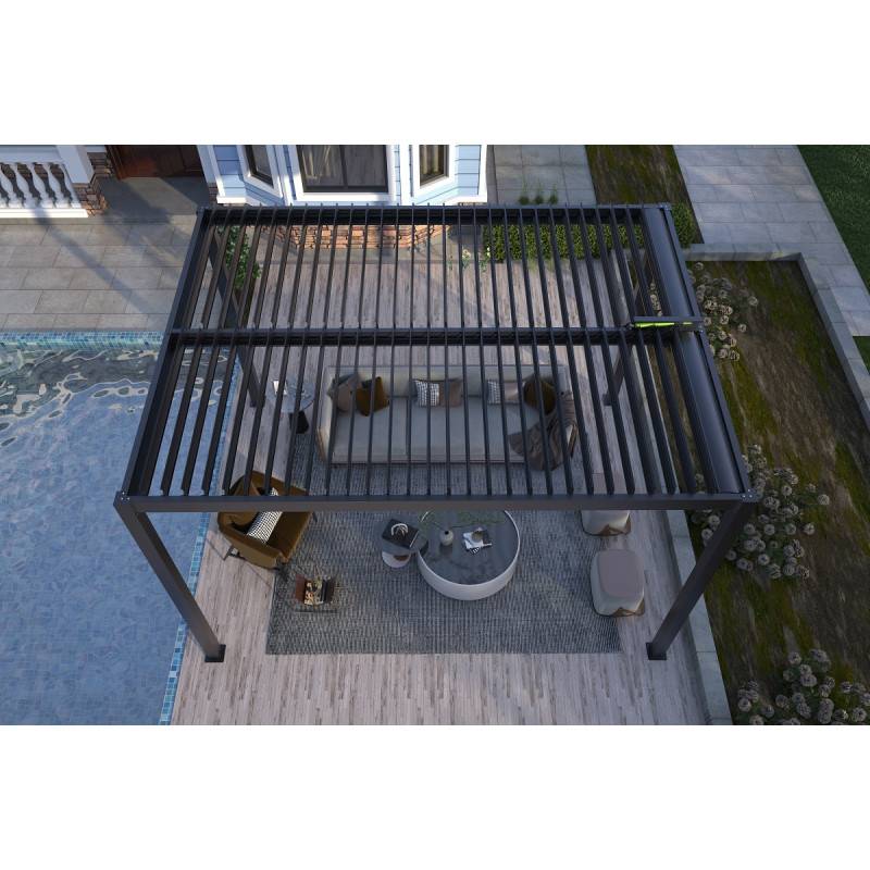 X-Metal - Pergola bioclimatique motorisée 3x3m aluminium anthracite avec télécommande X-Metal - Image 6