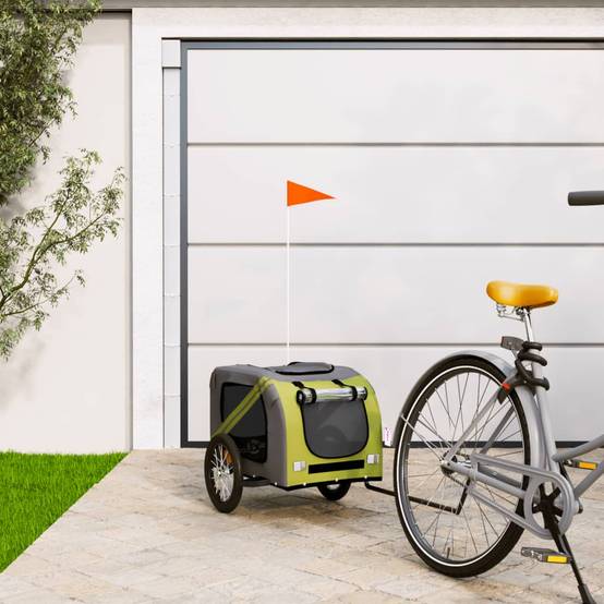Remorque Vélo Chien XXL Cadre Acier pour Grand Animal 45kg Vert et Gris – ComfortXL Pet Living - Image 1