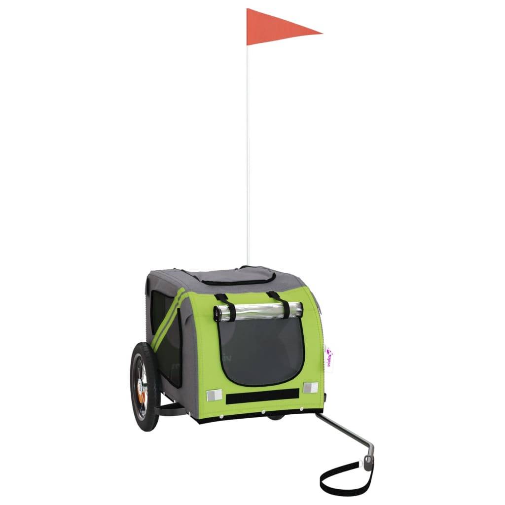 Remorque Vélo Chien XXL Cadre Acier pour Grand Animal 45kg Vert et Gris – ComfortXL Pet Living - Image 2
