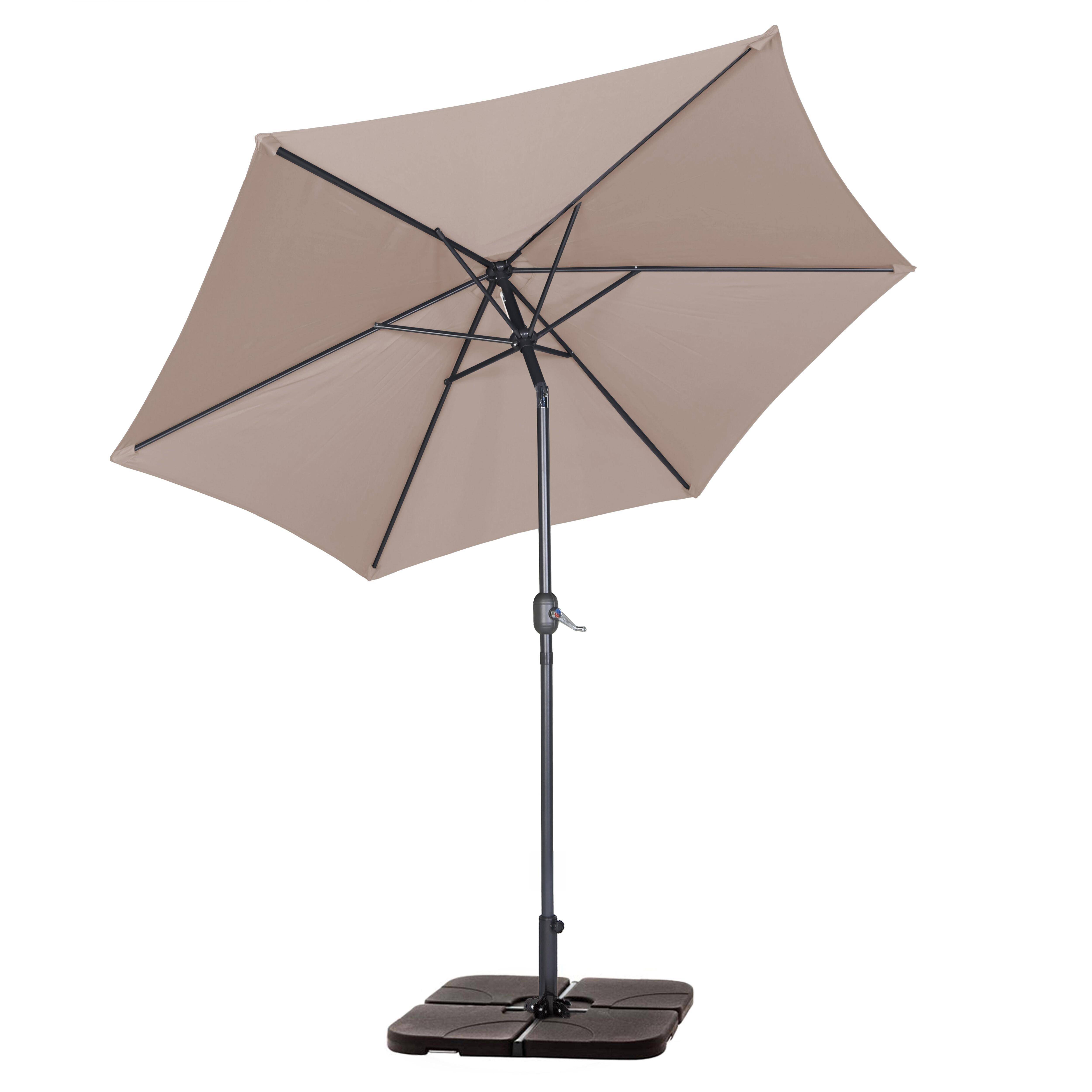 Oviala - Parasol droit inclinable 3m et 4 dalles à lester remplissables taupe Matera - Oviala - Image 3
