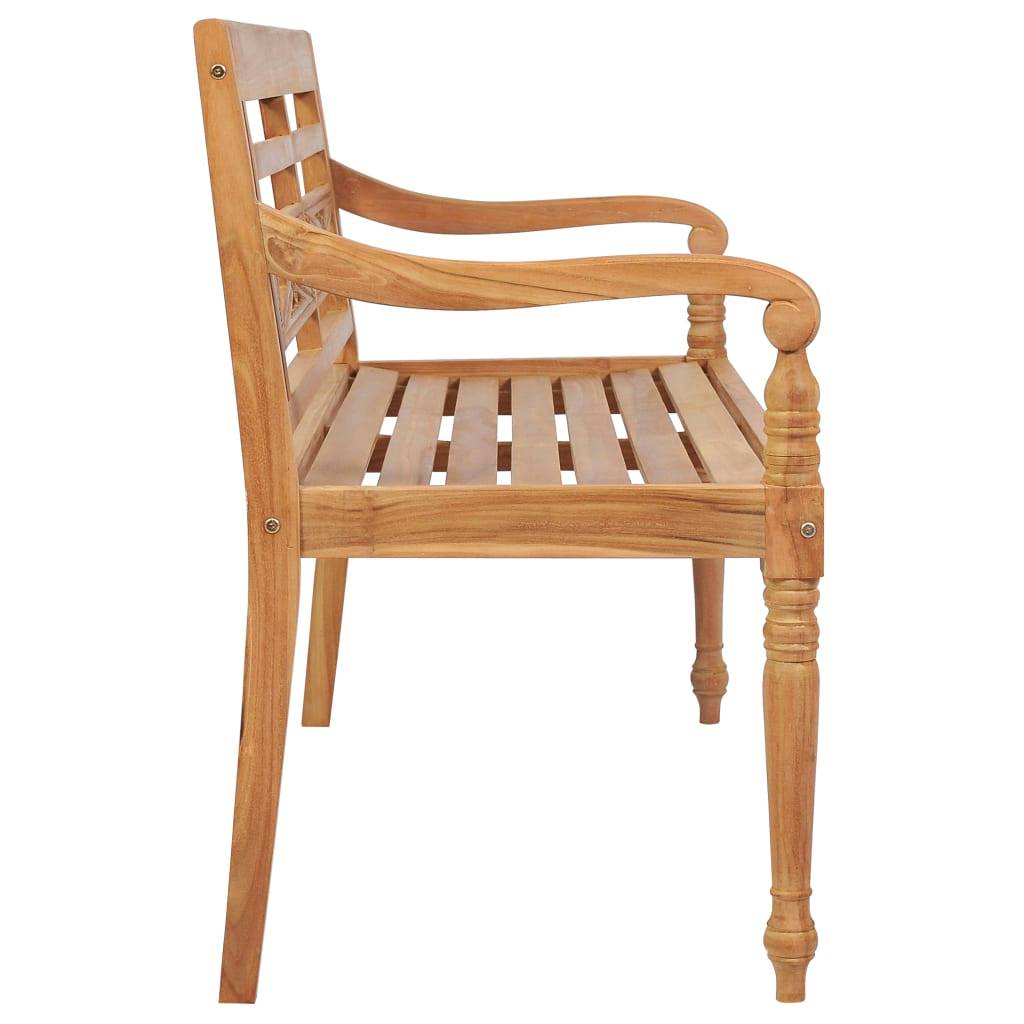 Helloshop26 - Banc de jardin meuble de patio d'extérieur terrasse avec coussin noir 120 cm bois de teck massif - Image 4