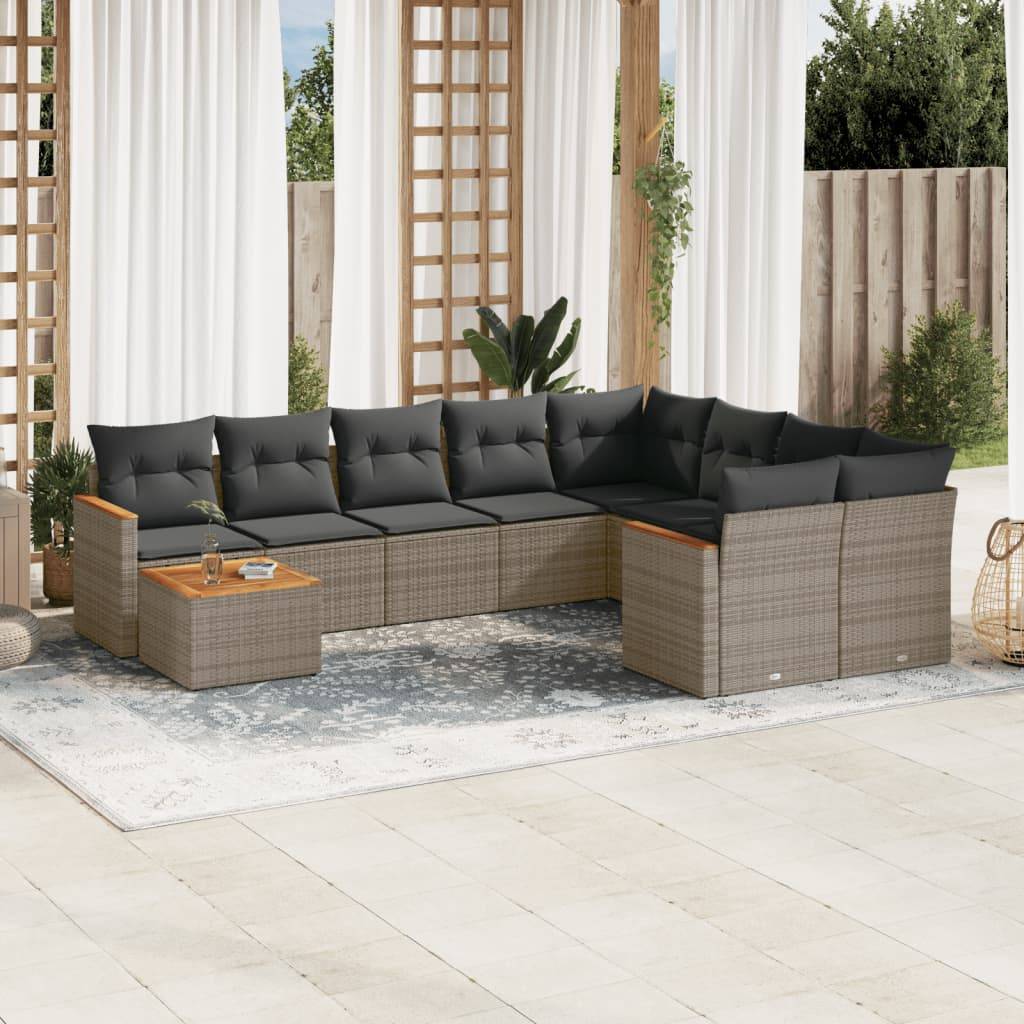 Ensemble salon de jardin 10 pièces en poly rotin modulable pour ...