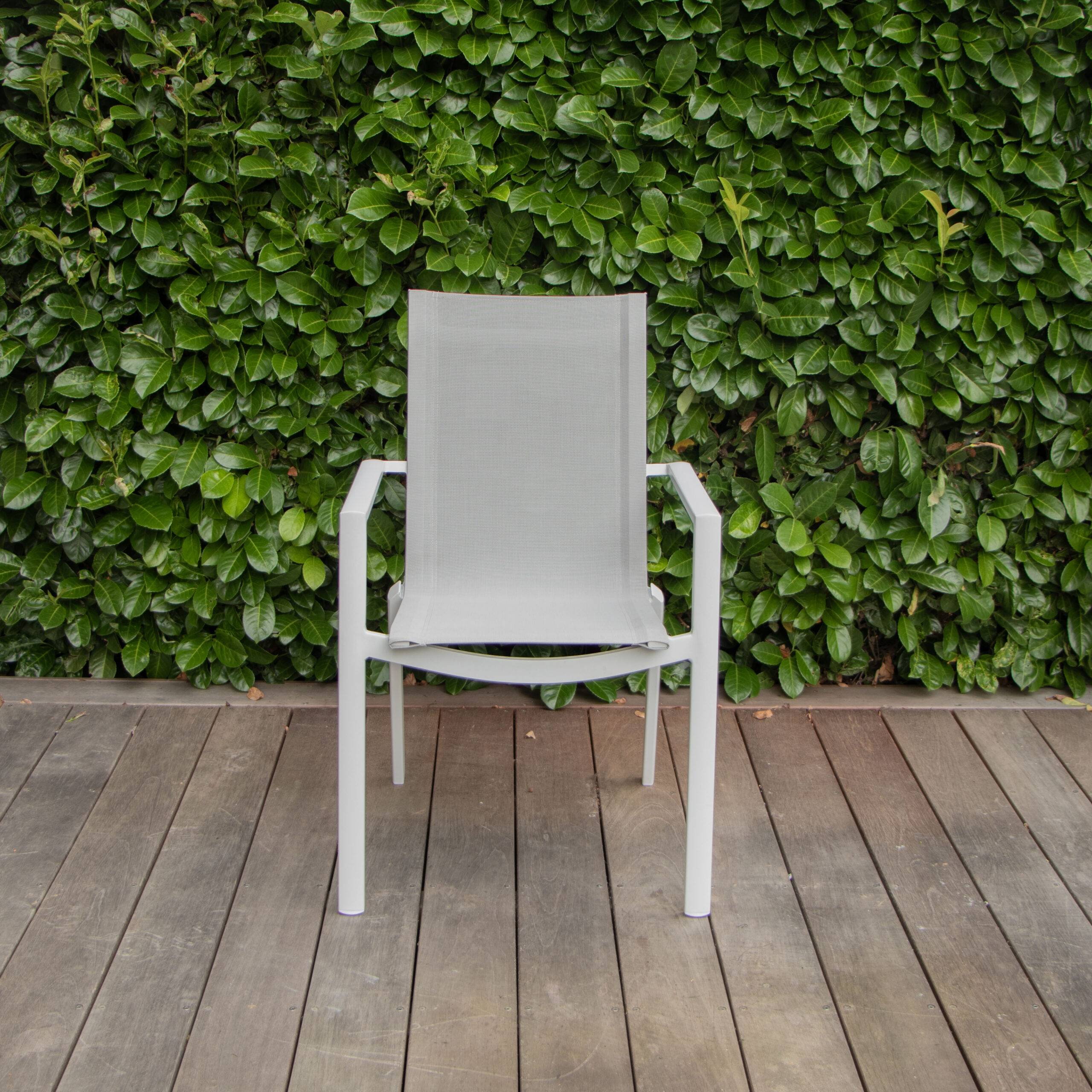 Wilsa Garden - Fauteuil de jardin aluminium blanc textilène WHITESTAR - Image 1