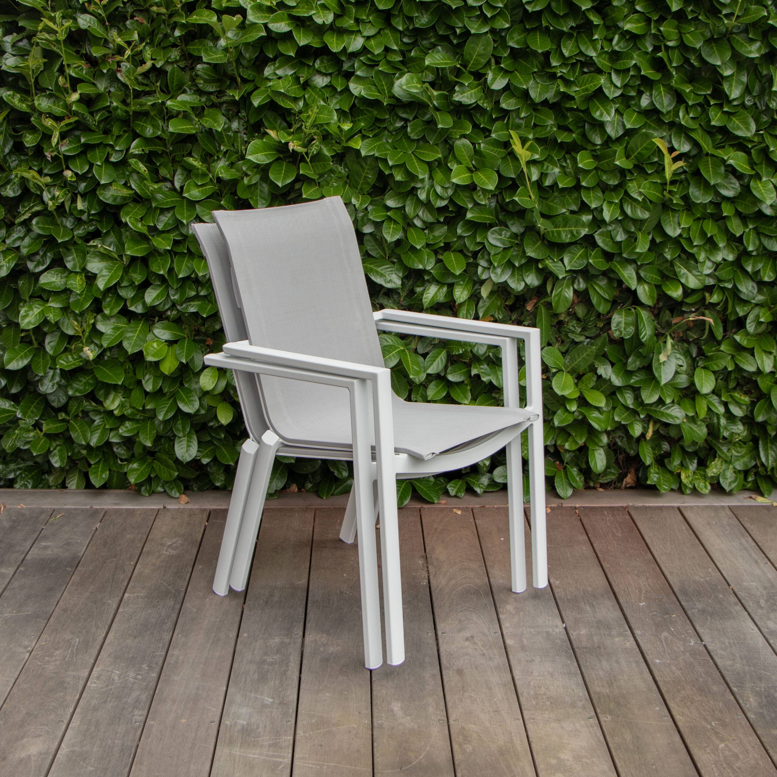 Wilsa Garden - Fauteuil de jardin aluminium blanc textilène WHITESTAR - Image 5
