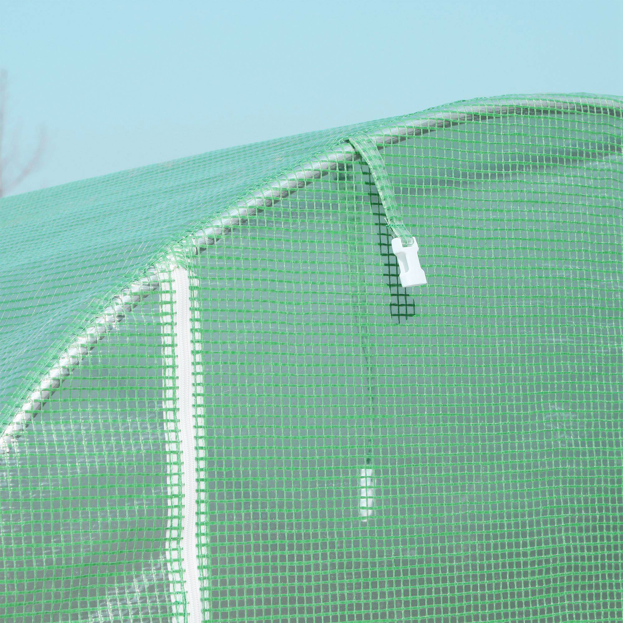 Serre de Jardin Tunnel Surface Sol 6 m² châssis Tubulaire renforcé Porte zippée 4 fenêtres enroulables Vert - Image 10